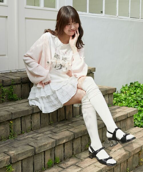 MAJESTIC LEGON(マジェスティックレゴン)の「リボンネコチャンTシャツ(Tシャツ/カットソー・レディース・ブラック系その他/ピンク系その他2/グレー系その他・MEDIUM)」の5枚目の写真