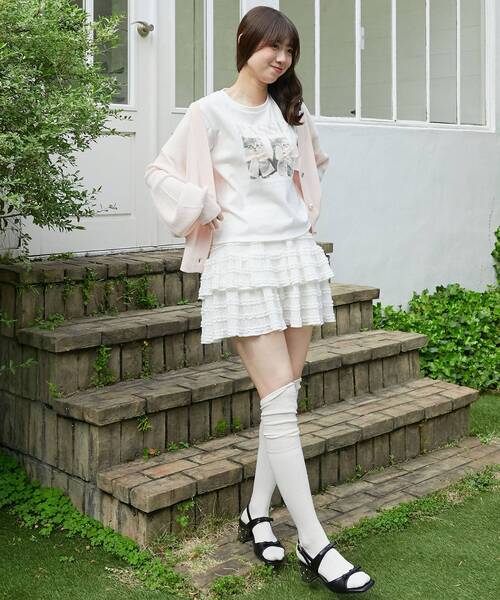 MAJESTIC LEGON(マジェスティックレゴン)の「リボンネコチャンTシャツ(Tシャツ/カットソー・レディース・ブラック系その他/ピンク系その他2/グレー系その他・MEDIUM)」の7枚目の写真
