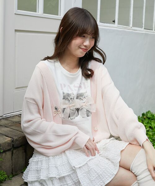 MAJESTIC LEGON(マジェスティックレゴン)の「リボンネコチャンTシャツ(Tシャツ/カットソー・レディース・ブラック系その他/ピンク系その他2/グレー系その他・MEDIUM)」の9枚目の写真