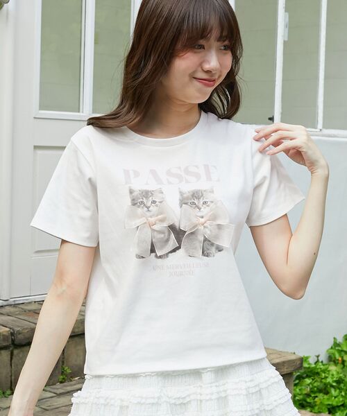 MAJESTIC LEGON(マジェスティックレゴン)の「リボンネコチャンTシャツ(Tシャツ/カットソー・レディース・ブラック系その他/ピンク系その他2/グレー系その他・MEDIUM)」の10枚目の写真