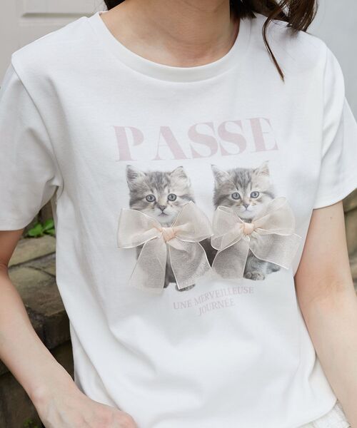MAJESTIC LEGON(マジェスティックレゴン)の「リボンネコチャンTシャツ(Tシャツ/カットソー・レディース・ブラック系その他/ピンク系その他2/グレー系その他・MEDIUM)」の13枚目の写真