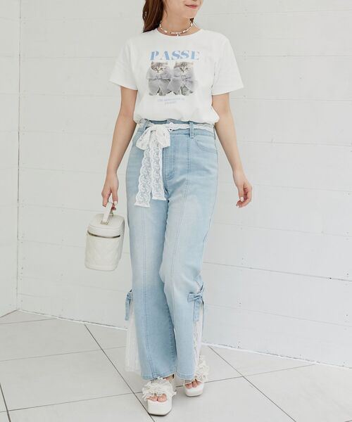 MAJESTIC LEGON(マジェスティックレゴン)の「リボンネコチャンTシャツ(Tシャツ/カットソー・レディース・ブラック系その他/ピンク系その他2/グレー系その他・MEDIUM)」の15枚目の写真