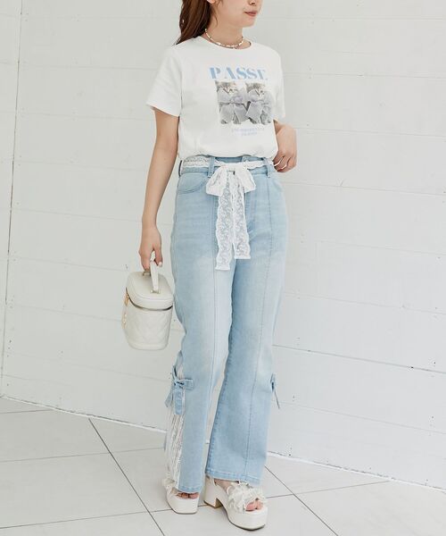 MAJESTIC LEGON(マジェスティックレゴン)の「リボンネコチャンTシャツ(Tシャツ/カットソー・レディース・ブラック系その他/ピンク系その他2/グレー系その他・MEDIUM)」の16枚目の写真