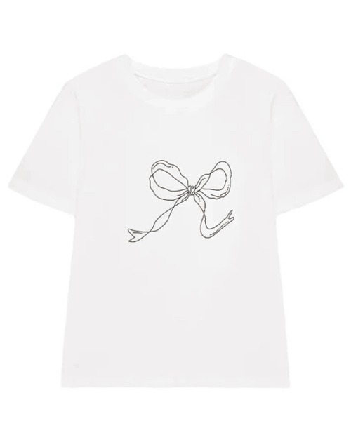 Miniministore（ミニミニストア）の「リボンプリントTシャツ レディース 半袖（Tシャツ/カットソー・レディース・ホワイト/ブラック・FREE）」の17枚目の写真
