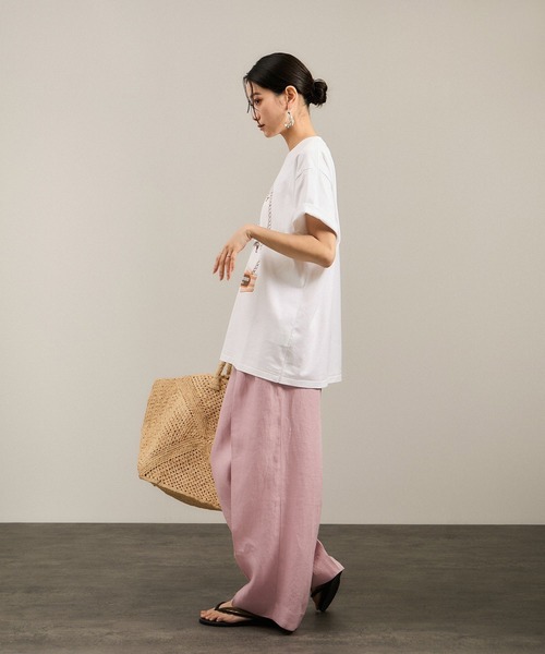 Tシャツ・カットソー ANDREADAMO Embellished viscose blend top Over the Border グラフィックプリントTEE / レタリングTシャツ