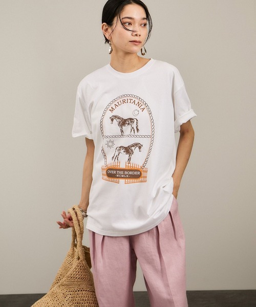 ETRO クラフィックフリントクルネックTシャツ 【関税込】 Over the Border グラフィックプリントTEE / レタリングTシャツ