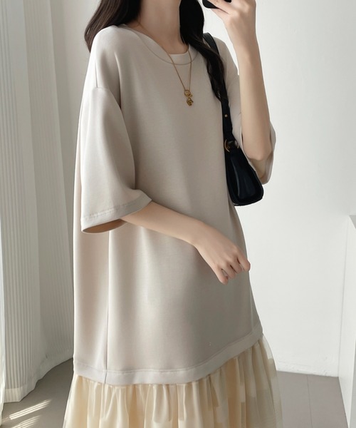 ABITOKYO(アビトーキョー)の「シアーボーダー切替ダンボールワンピース(ワンピース・レディース・ブラック/ベージュ・M/L/XL)」の14枚目の写真