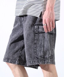 【GLOSTER/グロスター】イージーデニムカーゴショーツ/USEDライク ハーフパンツ