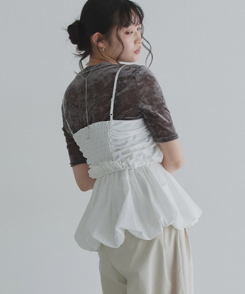 ECLAM(クラム)の「ストレッチ シアー ベロア Tシャツ(Tシャツ/カットソー・レディース・キナリ/グレー・M)」の12枚目の写真