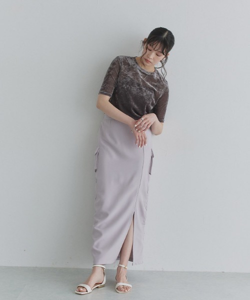 ECLAM(クラム)の「ストレッチ シアー ベロア Tシャツ(Tシャツ/カットソー・レディース・キナリ/グレー・M)」の14枚目の写真
