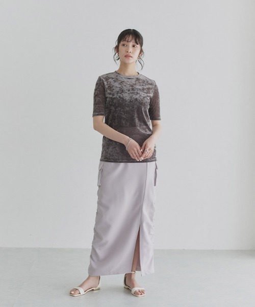 ECLAM(クラム)の「ストレッチ シアー ベロア Tシャツ(Tシャツ/カットソー・レディース・キナリ/グレー・M)」の15枚目の写真
