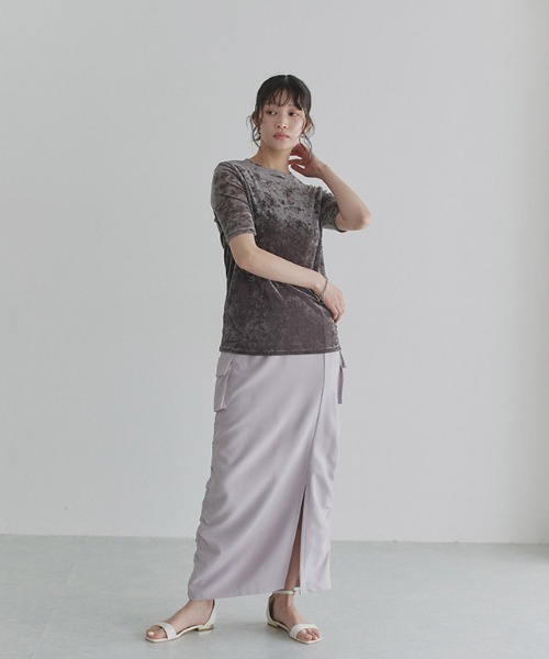 ECLAM(クラム)の「ストレッチ シアー ベロア Tシャツ(Tシャツ/カットソー・レディース・キナリ/グレー・M)」の16枚目の写真