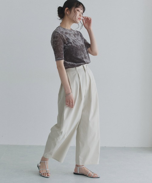 ECLAM(クラム)の「ストレッチ シアー ベロア Tシャツ(Tシャツ/カットソー・レディース・キナリ/グレー・M)」の19枚目の写真