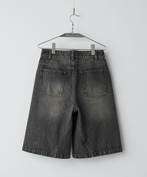【WYM LIDNM】CURVED FLARE DENIM SLACKS M CURVED SEAM DENIM WIDE SHORTS（その他パンツ）｜WYM LIDNM