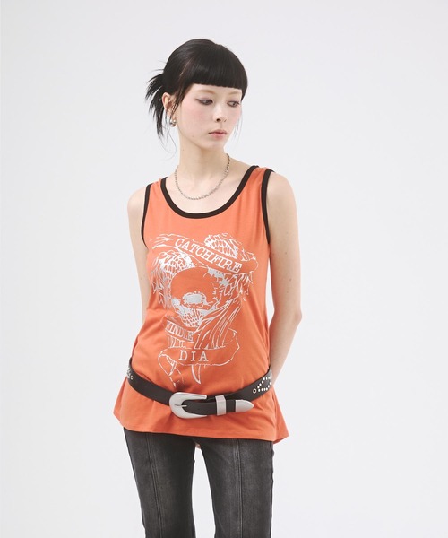 d.i.aタグ付き未使用！スカルプリントタンクトップ セール】メタリックスカルモチーフプリントタンクトップ（T