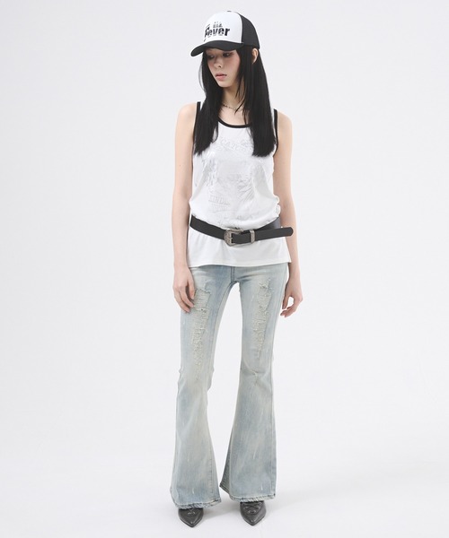 メタリックスカルモチーフプリントタンクトップ（Tシャツ