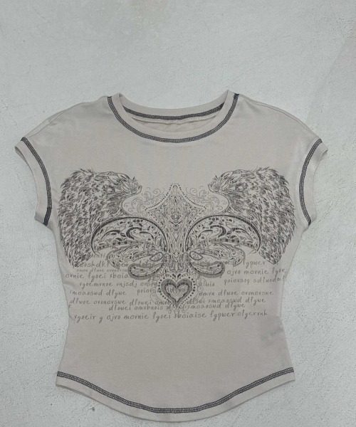 VIBGYOR(ヴィブジョー)の「【LAMPOON】グランジミニTシャツ(Tシャツ/カットソー・レディース・ベージュ・SMALL/MEDIUM/LARGE)」の2枚目の写真