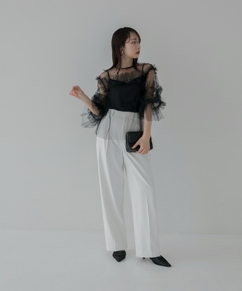 ブラウス シャツ 「LEJA」チュールフリルトップスパーティードレス 成人式 二次会 同窓会 お呼ばれ オケージョン 20代 30代 レディース セール】【LEJA】チュールフリルトップスパーティードレス 成人