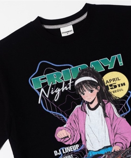 QT8(キューティーエイト)の「QT8 GARMENTS/フライデーナイトT(Tシャツ/カットソー・メンズ・ブラック/アイボリー・LARGE/MEDIUM)」の13枚目の写真