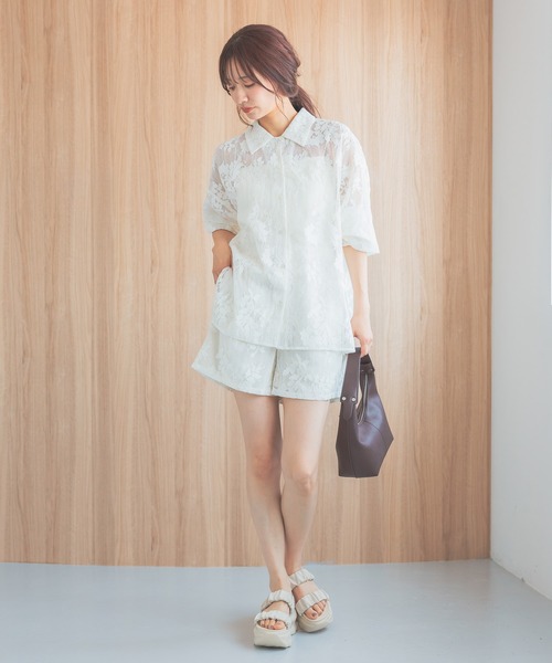 mysty woman（ミスティウーマン）の「【セットアップ着用可】レーシーショートパンツ 574581（その他パンツ・レディース・ブラック/オフホワイト・FREE）」の16枚目の写真