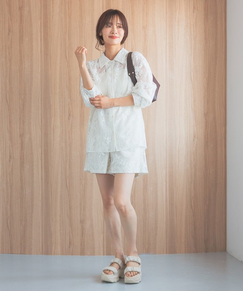 mysty woman（ミスティウーマン）の「【セットアップ着用可】レーシーショートパンツ 574581（その他パンツ・レディース・ブラック/オフホワイト・FREE）」の15枚目の写真