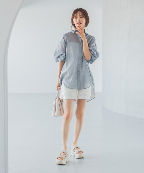 mysty woman（ミスティウーマン）の「【セットアップ着用可】レーシーショートパンツ 574581（その他パンツ・レディース・ブラック/オフホワイト・FREE）」の14枚目の写真