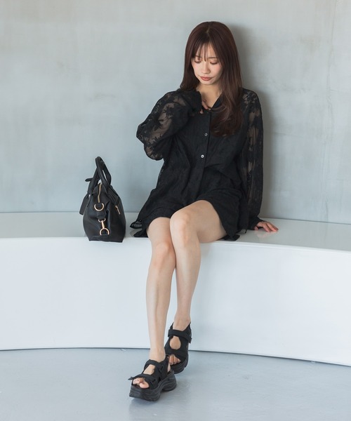 mysty woman（ミスティウーマン）の「【セットアップ着用可】レーシーショートパンツ 574581（その他パンツ・レディース・ブラック/オフホワイト・FREE）」の18枚目の写真