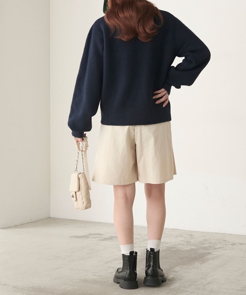 セール】【ふわふわメレンゲニット】パールボタンボリュームスリーブ