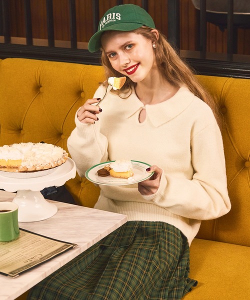 セール】【ふわふわメレンゲニット】パールボタンボリュームスリーブ