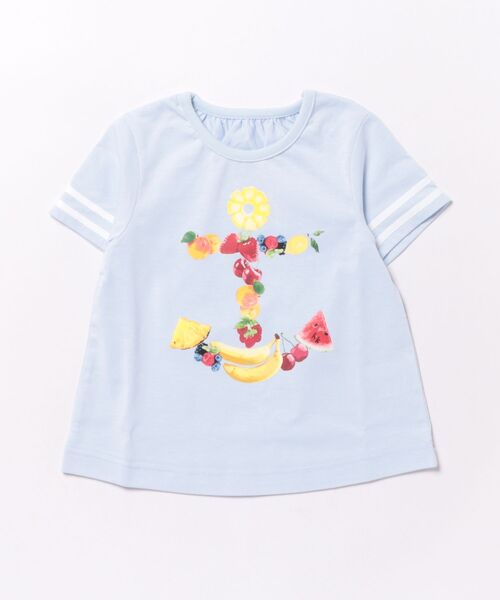 HAKKA BABY（ハッカベビー）の「[ベビー]フルーツコラージュアンカープリントドライTシャツ（Tシャツ/カットソー・キッズ・オフホワイト/サックスブルー・L）」の2枚目の写真