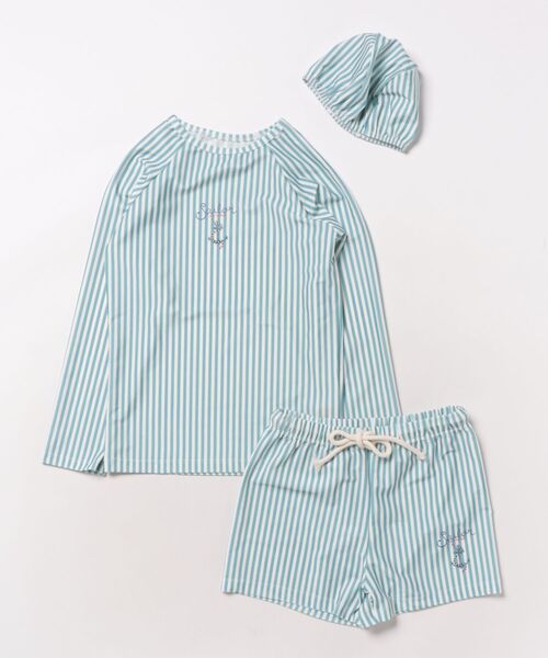 aimoha（アイモハ）の「【aimoha-KIDS-】キッズ　ボーイズ ラッシュガード水着セット (SS)（水着・キッズ・ブルー・MEDIUM/LARGE/X-LARGE/XX-LARGE/XXX-LARGE/XXXX-LARGE）」の4枚目の写真