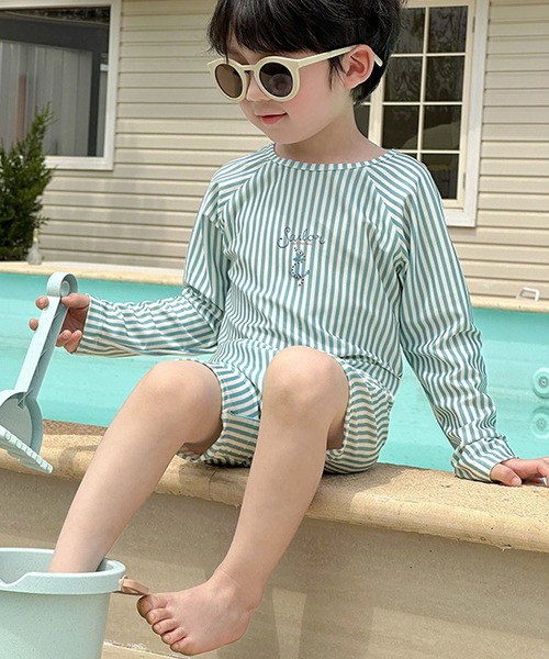 aimoha（アイモハ）の「【aimoha-KIDS-】キッズ　ボーイズ ラッシュガード水着セット (SS)（水着・キッズ・ブルー・MEDIUM/LARGE/X-LARGE/XX-LARGE/XXX-LARGE/XXXX-LARGE）」の6枚目の写真