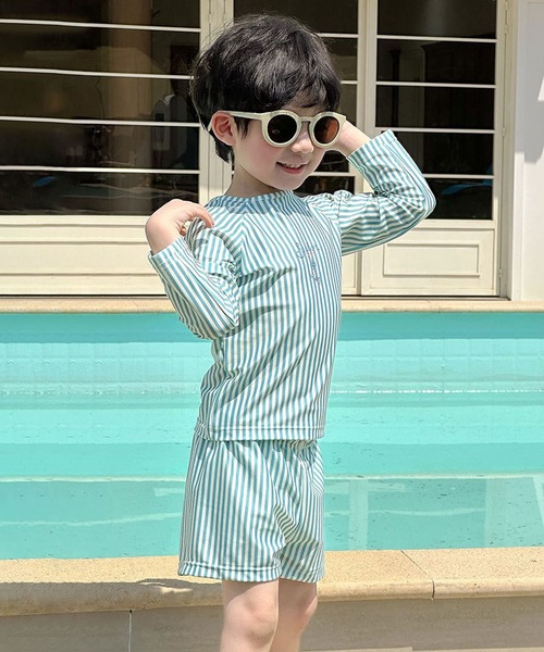 aimoha（アイモハ）の「【aimoha-KIDS-】キッズ　ボーイズ ラッシュガード水着セット (SS)（水着・キッズ・ブルー・MEDIUM/LARGE/X-LARGE/XX-LARGE/XXX-LARGE/XXXX-LARGE）」の5枚目の写真