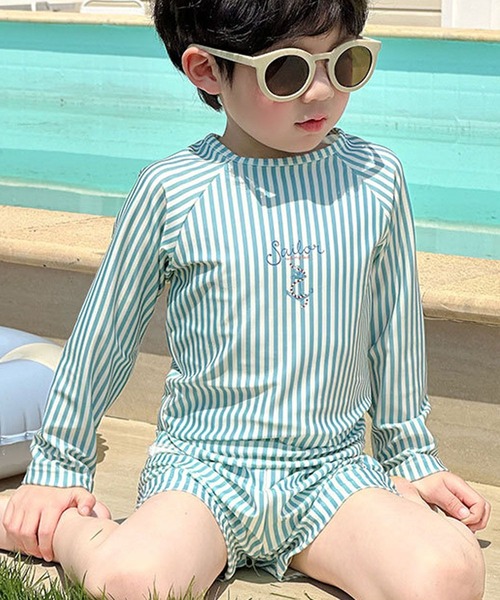 aimoha（アイモハ）の「【aimoha-KIDS-】キッズ　ボーイズ ラッシュガード水着セット (SS)（水着・キッズ・ブルー・MEDIUM/LARGE/X-LARGE/XX-LARGE/XXX-LARGE/XXXX-LARGE）」の7枚目の写真