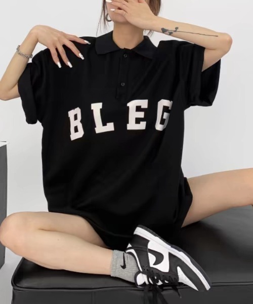 CREARE -LINO-(クレアーレリノ)の「フロントロゴビッグポロシャツ(Tシャツ/カットソー・メンズ・ベージュ/ホワイト/ブラック/チャコール・FREE)」の2枚目の写真