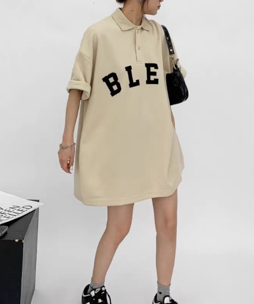 CREARE -LINO-(クレアーレリノ)の「フロントロゴビッグポロシャツ(Tシャツ/カットソー・メンズ・ベージュ/ホワイト/ブラック/チャコール・FREE)」の11枚目の写真