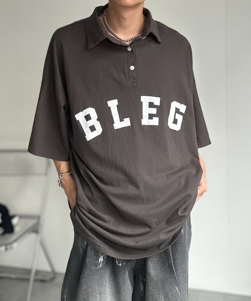 CREARE -LINO-(クレアーレリノ)の「フロントロゴビッグポロシャツ(Tシャツ/カットソー・メンズ・ベージュ/ホワイト/ブラック/チャコール・FREE)」の6枚目の写真