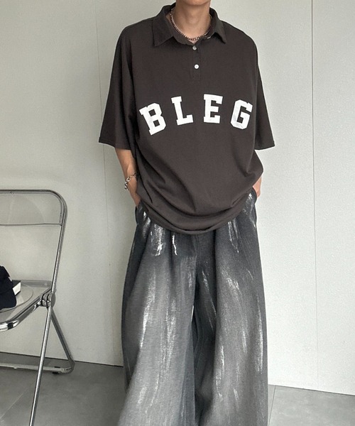 CREARE -LINO-(クレアーレリノ)の「フロントロゴビッグポロシャツ(Tシャツ/カットソー・メンズ・ベージュ/ホワイト/ブラック/チャコール・FREE)」の7枚目の写真