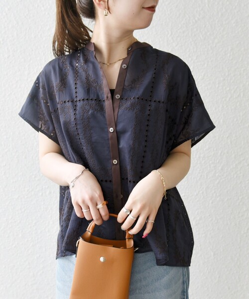 SHIPS any:〈手洗い可能〉エンブロイダリー レース シアー フレンチ