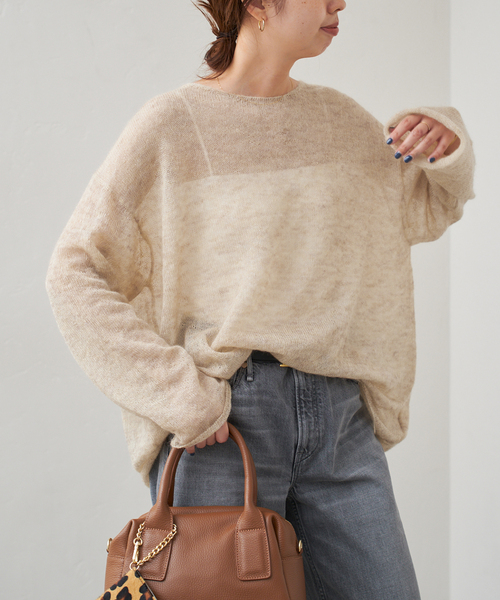 追加》ルーズモヘヤミックスボートネックニット（ニット/セーター