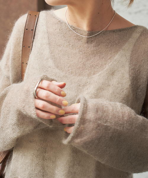 ルーズモヘヤMIX ポートネックニット 追加》ルーズモヘヤMIXボートネックニット | スピック＆スパン