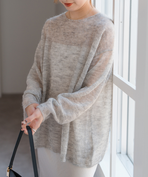 ルーズモヘヤMIX ポートネックニット 追加》ルーズモヘヤミックスボートネックニット（ニット