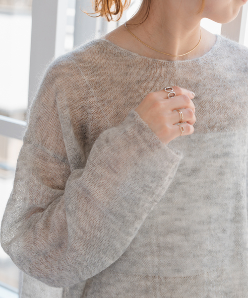 ルーズモヘヤMIXボートネックニット 追加》ルーズモヘヤミックスボートネックニット（ニット