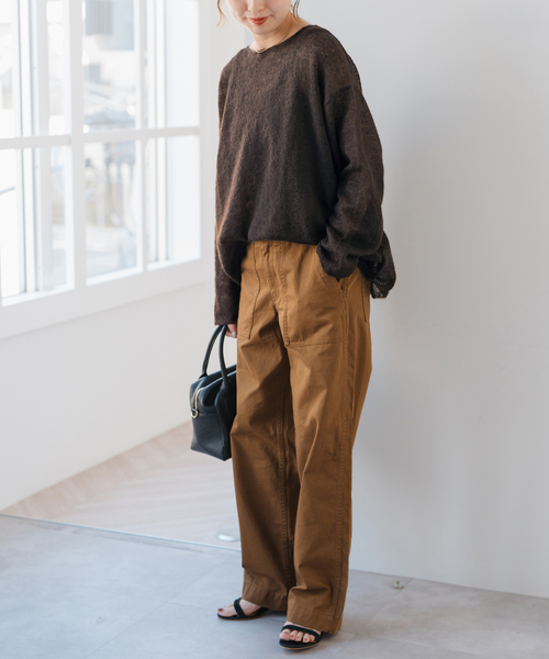 追加》ルーズモヘヤミックスボートネックニット（ニット/セーター