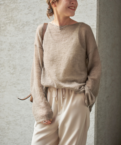セール】《追加》ルーズモヘヤミックスボートネックニット（ニット