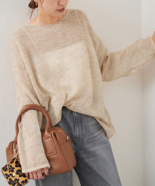 Spick&Span ルーズモヘヤミックスボートネックニット Spick & Span｜《追加》ルーズモヘヤミックスボートネックニット