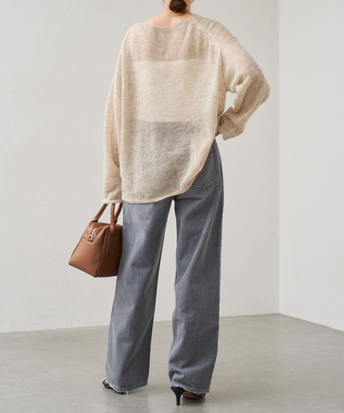 追加》ルーズモヘヤミックスボートネックニット（ニット/セーター