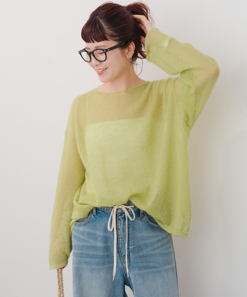 追加》ルーズモヘヤミックスボートネックニット（ニット/セーター