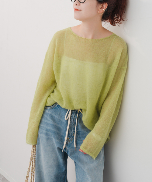 スピックアンドスパン　ルーズモヘアミックスボートネックニット 追加》ルーズモヘヤミックスボートネックニット（ニット/セーター