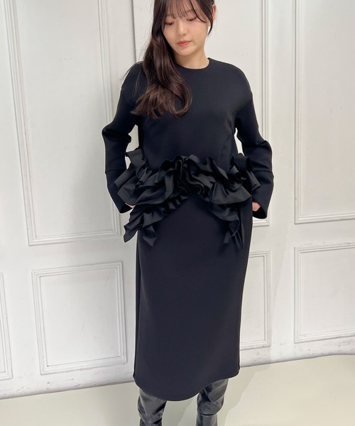 FLUMOR（フラマー）の「フリルデザインジャージードレス【入卒式】【オケージョン】【結婚式二次会・パーティー】（ワンピース・レディース・ブラック・38）」の18枚目の写真
